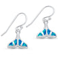 Blue Opal Whale Tail Dangle .925 Sterling Silver Earrings