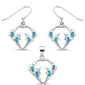 <span>CLOSEOUT! </span>Blue Opal Dolphin Dangling Earring & Pendant .925 Sterling Silver Set