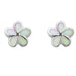 White Opal Flower Earrings .925 Sterling Silver