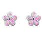 Pink Opal Flower  .925 Sterling Silver Earrings