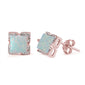 <span>CLOSEOUT! </span>Rose Gold Plated Square Cut White Opal .925 Sterling Silver Earring