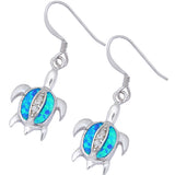 Blue Opal & Cz Turtle .925 Sterling Silver Earring