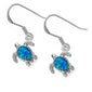 Blue Opal Turtle .925 Sterling Silver Earrings