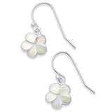 Lab Created White Opal Plumeria .925 Sterling Silver Earrings