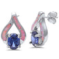 New Fashion Pink Opal & Tanzanite .925 Sterling Silver Earrings