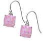 Cushion Shape Pink Opal Dangle Style .925 Sterling Silver Earrings
