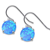 Round Fire Blue Opal .925 Sterling Silver Earring