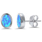 Oval Shape Bezel Blue Opal .925 Sterling Silver Earring