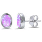 Oval Shape Bezel Pink Opal .925 Sterling Silver Earrings