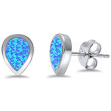 Tear Shape Blue Opal .925 Sterling Silver Earring