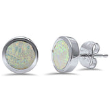 Bezel White Fire Opal .925 Sterling Silver Earring