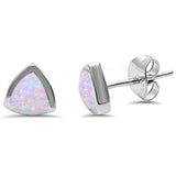 <span>CLOSEOUT! </span>Pink Opal Heart Stud .925 Sterling Silver Earrings