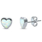 White Opal Heart Stud .925 Sterling Silver Earring