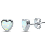 White Opal Heart Stud .925 Sterling Silver Earring