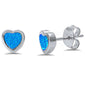 Heart shape Blue Opal Stud .925 Sterling Silver Earring