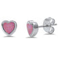 Lab Created Pink Opal Heart Shape Stud .925 Sterling Silver Earrings
