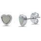 Heart shape White Opal Stud .925 Sterling Silver Earring