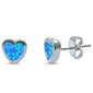 Blue Opal Heart Stud .925 Sterling Silver Earring