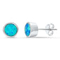 Blue Opal Bezel Stud .925 Sterling Silver Earrings