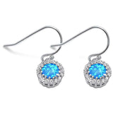 Blue Opal & Cubic Zirconia .925 Sterling Silver Earrings
