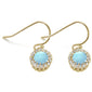 Yellow Gold Plated Natural Larimar & Cubic Zirconia .925 Sterling Silver Earrings