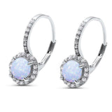 Round White Opal & Cubic Zirconia .925 Sterling Silver Earrings