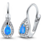 Blue Opal & Cubic Zirconia .925 Sterling Silver Earrings