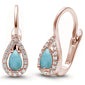 Rose Gold Plated Larimar & Cubic Zirconia .925 Sterling Silver Earrings