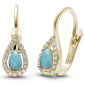 Yellow Gold Plated Larimar & Cubic Zirconia .925 Sterling Silver Earrings