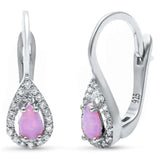 Pink Opal &  Cubic Zirconia .925 Sterling Silver Earrings