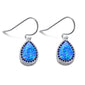 Blue Opal Pear Shape & Sapphire  .925 Sterling Silver Earrings