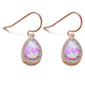 Rose Gold Plated Pear Shape Pink Opal & Cubic Zirconia .925 Sterling Silver Earrings