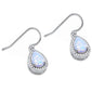 Pear Shape White Opal & Cubic Zirconia .925 Sterling Silver Earrings
