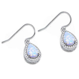 Pear Shape White Opal & Cubic Zirconia .925 Sterling Silver Earrings