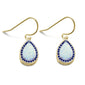Yellow Gold Plated White Opal Pear Shape .925 Sterling Silver Earrings