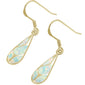 Yellow Gold Plated White Opal Fashion .925 Sterling Silver Earrings