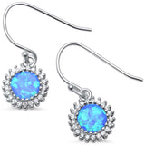 Lab Created Blue Opal CZ Drop Dangle .925 Sterling Silver Earrings