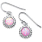 Lab Created Pink Opal CZ Drop Dangle .925 Sterling Silver Earrings