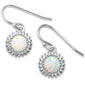 Lab Created White Opal CZ Drop Dangle .925 Sterling Silver Earrings