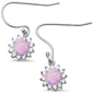 Halo Lab Created Pink Opal CZ Drop Dangle .925 Sterling Silver Earrings