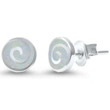 <span>¡LIQUIDACIÓN!</span>Pendientes de plata de ley .925 con ópalo blanco de laboratorio en espiral