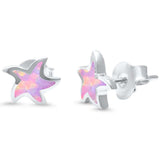 Pink Opal Star .925 Sterling Silver Earrings