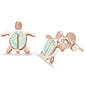 Rose Gold Plated Cute! White Opal Turtle .925 Sterling Silver Earrings