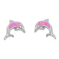 Pink Opal Dolphin Stud .925 Sterling Silver Earrings