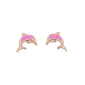 Cute Rose Gold Plated Pink Opal Dolphine Stud .925 Sterling Silver Earrings