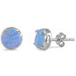 Round shaped Light Blue Opal Stud .925 Sterling Silver Earrings