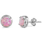 Sterling Silver Lab Created Pink Opal .925 Sterling Silver Earrings