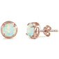 Rose Gold Plated Round shaped White Opal Stud .925 Sterling Silver Earrings