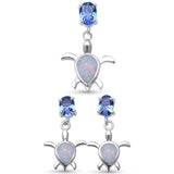 White Opal Turtle & Tanzanite Cubic Zirconia .925 Sterling Silver Pendant Set