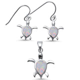 <span>CLOSEOUT! </span>White Opal Turtle  .925 Sterling Silver Pendant Set